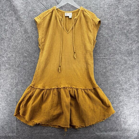 Anthropologie Womens Saturday Sunday Lydia Dress Size M Mustard Cotton Beach - Picture 7 of 12